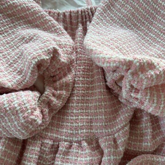 SISTER JANE XS Rosey Knees Pink White Tweed Confeetti Dress Milkmaid - Picture 9 of 13